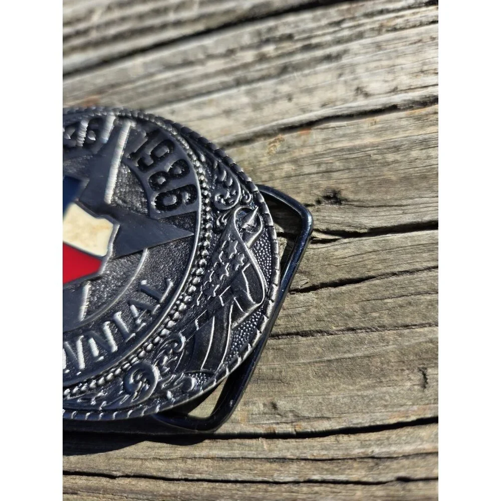 Vintage TL&B‎ Brass Texas Sesquicentennial 1836-1986 Metal Belt  Numbered 1508